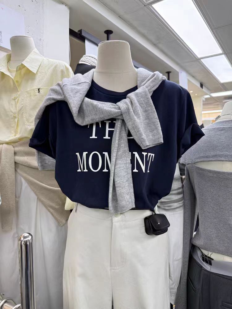 200g combed and tight-fitting sprinkler, pure cotton backpack, spring and summer loose shoulder printed short-sleeved T-shirt