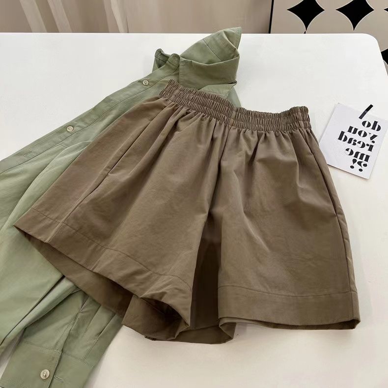 2025 New Pure Cotton Summer Versatile High-Waist Korean Style Loose Casual Straight A-Line Hot Pants