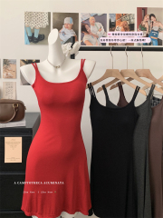 Real shot 25 new hot girl with breast pad suspender dress with sexy waist-hugging and slimming A-line skirt short skirt