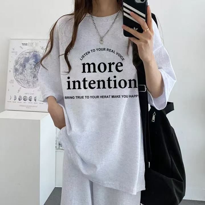 純色多款潮牌女裝套裝兩件韓版圓領短袖長褲兩件套2025新款夏季