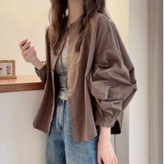 大碼胖mm美拉德咖色長袖襯衫女2025早秋新款爆寬鬆高級感開衫上衣