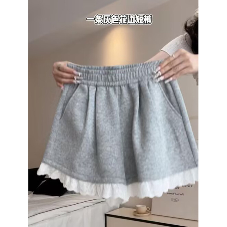 Lace lace wide-leg casual shorts for women in summer Korean loose high waist sweet hot girl dancing sports hot pants trend