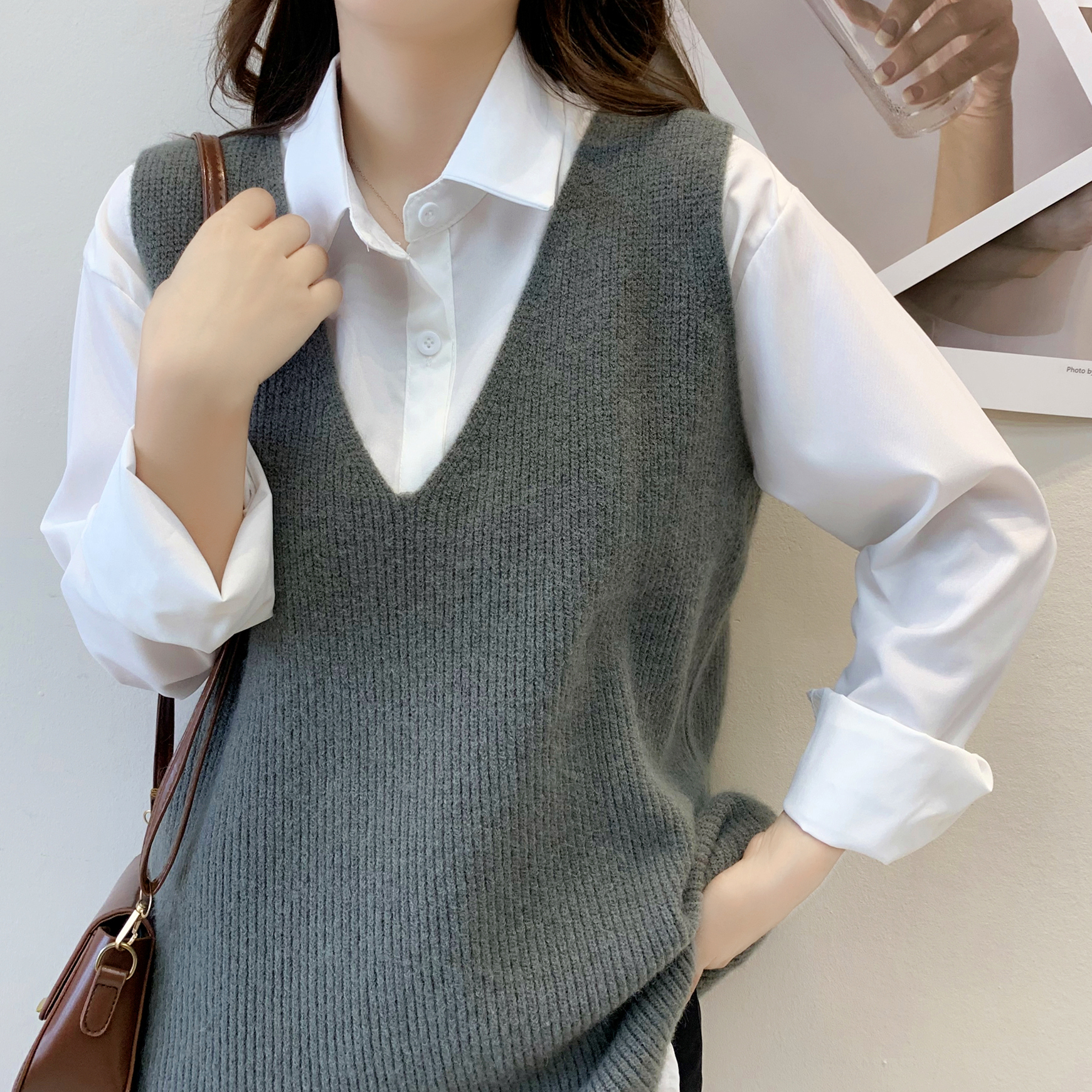 Sweater vest women's vest early autumn new style base spring and autumn sweater top
