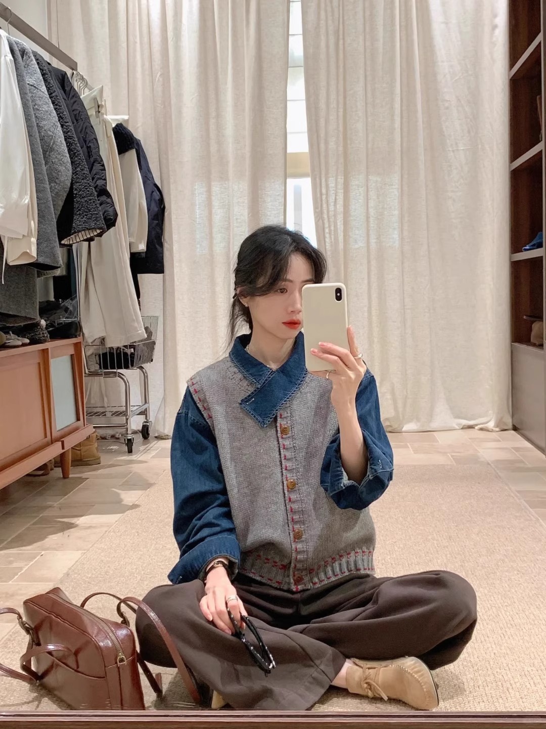 Vintage Cowboy Shirt for Women - Spring Design, Unique and Niche Top with High-end Sensibility, Layerable Vest Blouse