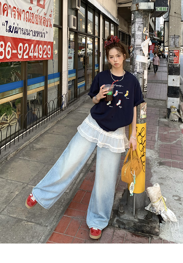 200g combed and tight-fitting sprinkler, pure cotton backpack, spring and summer loose shoulder printed short-sleeved T-shirt