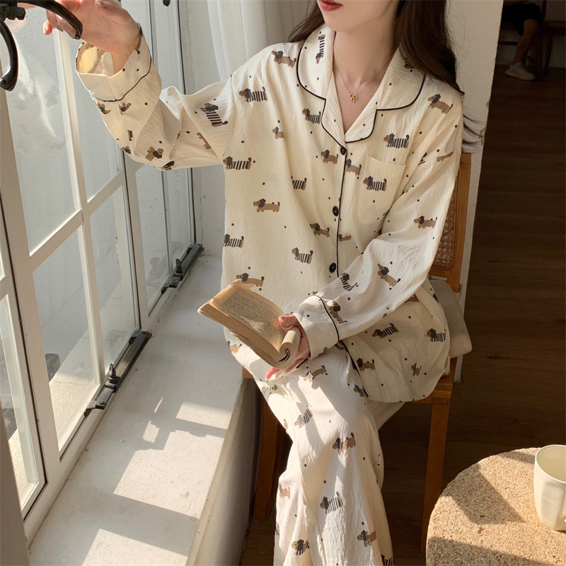 Real-life 25-year new spring cartoon pajamas Japanese-style home clothes with breast pad two-piece set