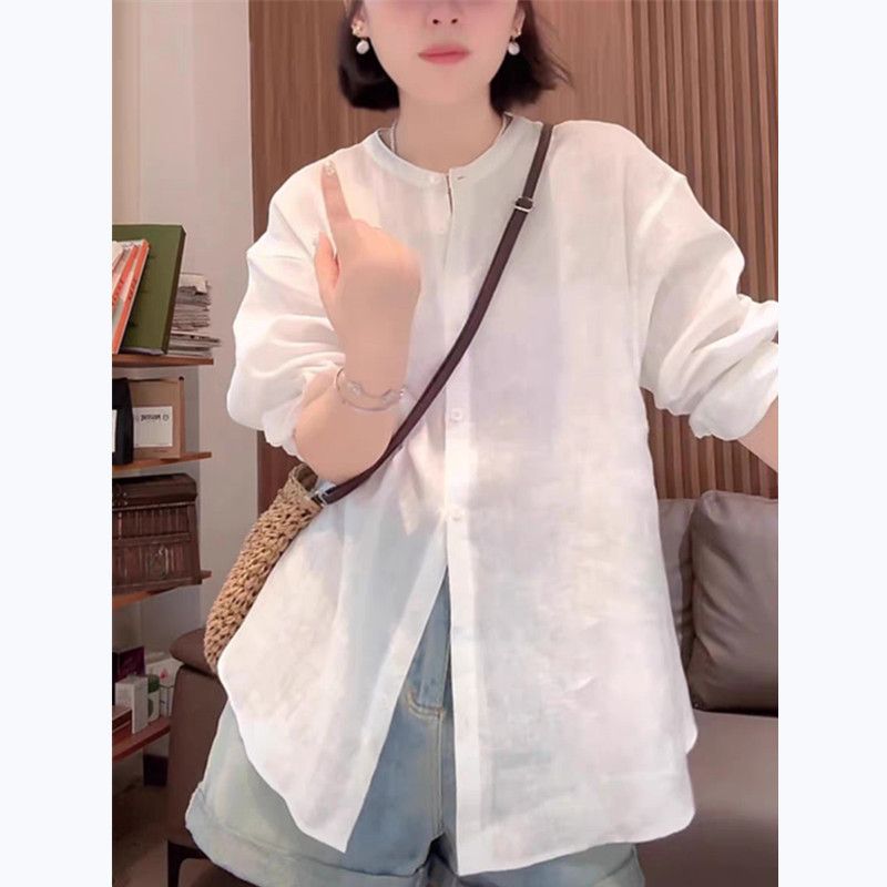 韓版白色簡約襯衫女外穿氣質高級感襯衣薄款春夏長袖洋氣減齡上衣