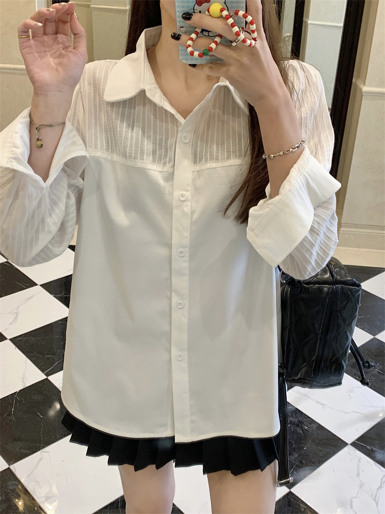 White shirt for women with small fragrance style top simple and fashionable slim single-breasted shirt