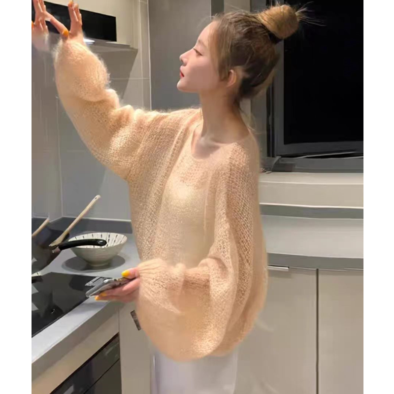 Korea Dongdaemun Knitted Sweater 2025 Spring and Autumn Casual Versatile Gentle Style Thin Hollow Sweater Women's Blouse