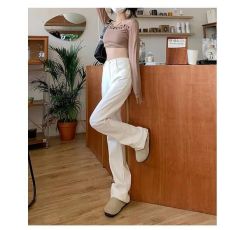 慵懶風塗鴉印花休閒長褲女2025春季新款褲子設計感寬鬆百搭直筒褲