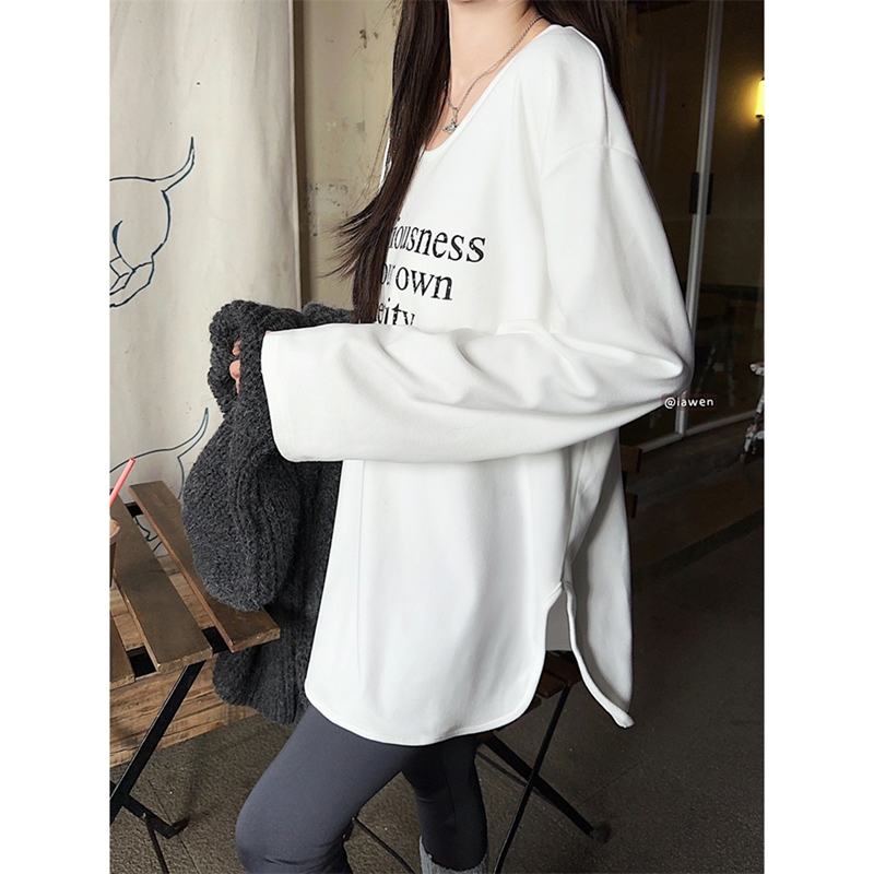 Korean simple college style printed letter design niche loose and slim temperament new top for women
