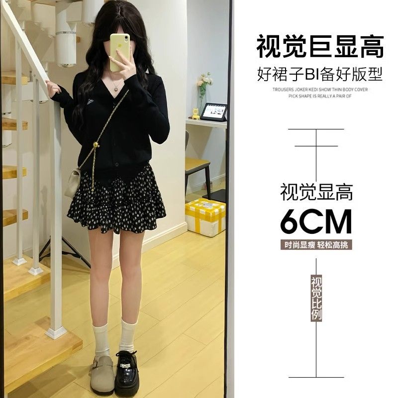 Floral Short Skirt for Women - Spring and Autumn 2025 New Arrival Korean Style High-Waisted A-Line Puff Cake Skirt - Chiffon Summer Half Body Skirt