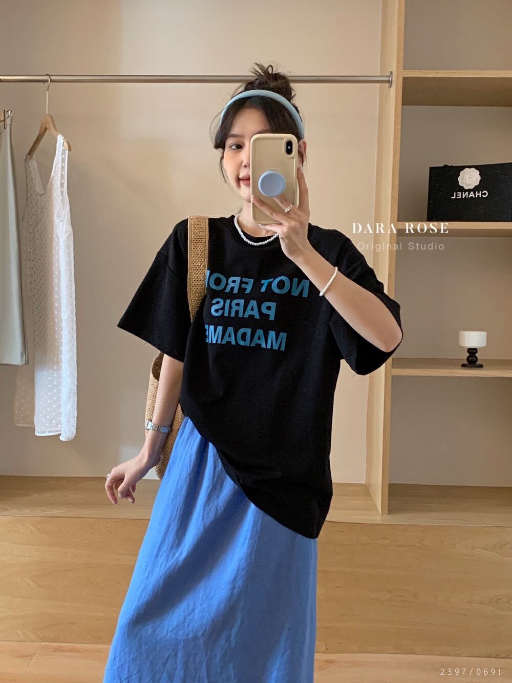 200g combed and tight spun in 2025, pure cotton back bag strip, spring and summer loose shoulder printed short-sleeved T-shirt