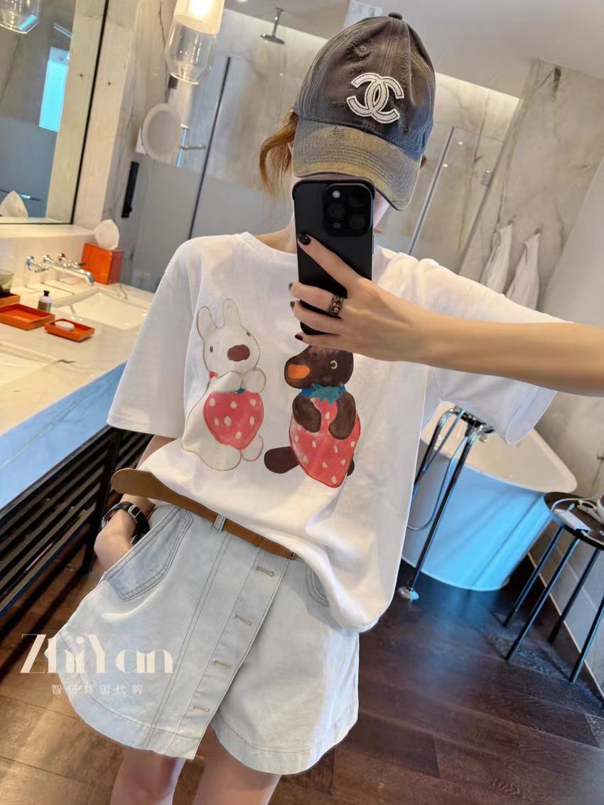 200g combed and tight spun in 2025, pure cotton back bag strip, spring and summer loose shoulder printed short-sleeved T-shirt
