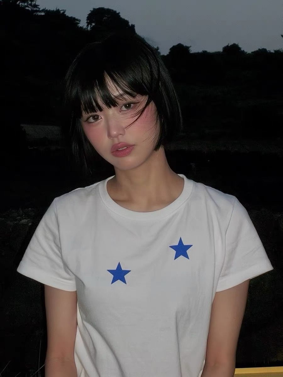 純棉 韓國chic夏季新款韓版修身顯瘦字母印花短袖t恤女百搭上衣潮
