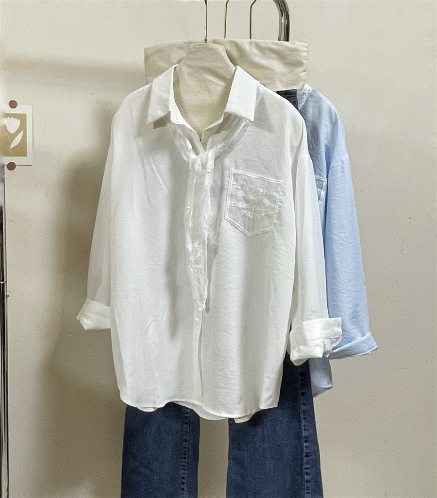 Real shot of Korean style gentle style design lace shawl long-sleeved shirt for women 2025 new style chic top