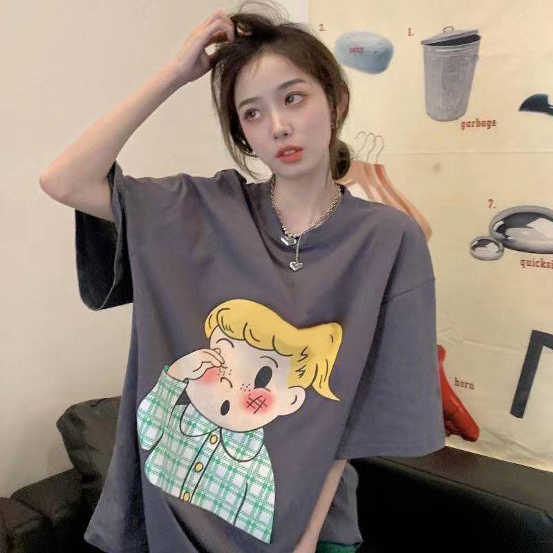 韓版洋氣短袖t恤女設計感森系寬鬆百搭純棉上衣ins