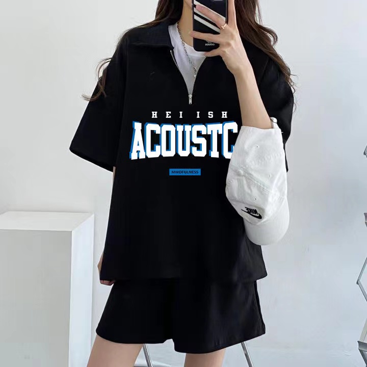 Letter short sleeve shorts student two-piece Japanese cute women sportswear suit women summer college style casual