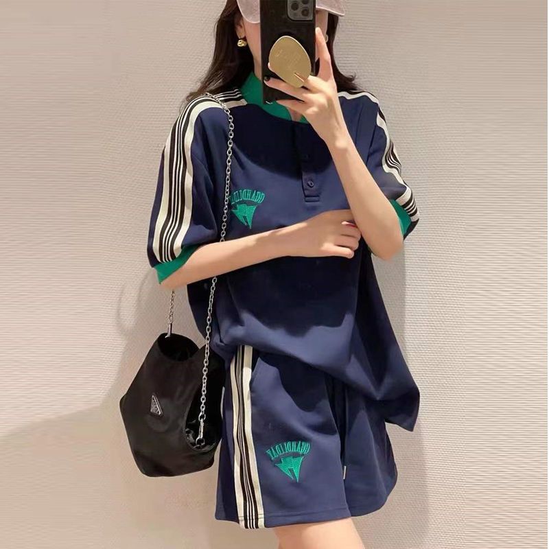 200斤高檔運動服套裝女夏季2025新款韓版時尚寬鬆大碼兩件套