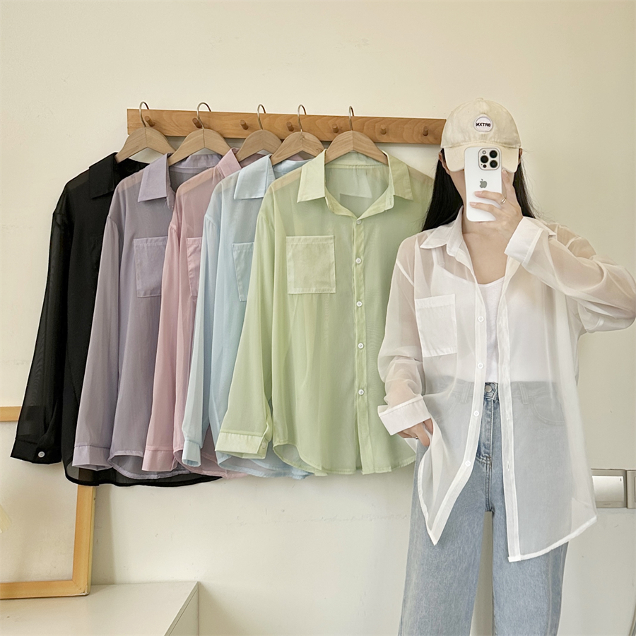 Real photo of sunscreen shirt for women shawls 2025 summer new loose sunscreen cardigan top thin jacket