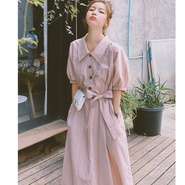 French dress 2025 summer new small temperament long skirt fairy style super fairy style shirt skirt first love skirt