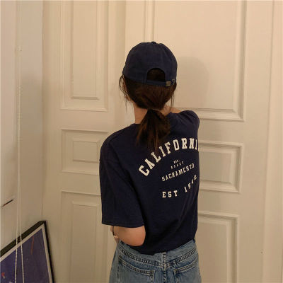 Short-sleeved T-shirt for women loose Korean version ins trendy 2025 spring and summer new mid-length half-sleeved top ins trendy