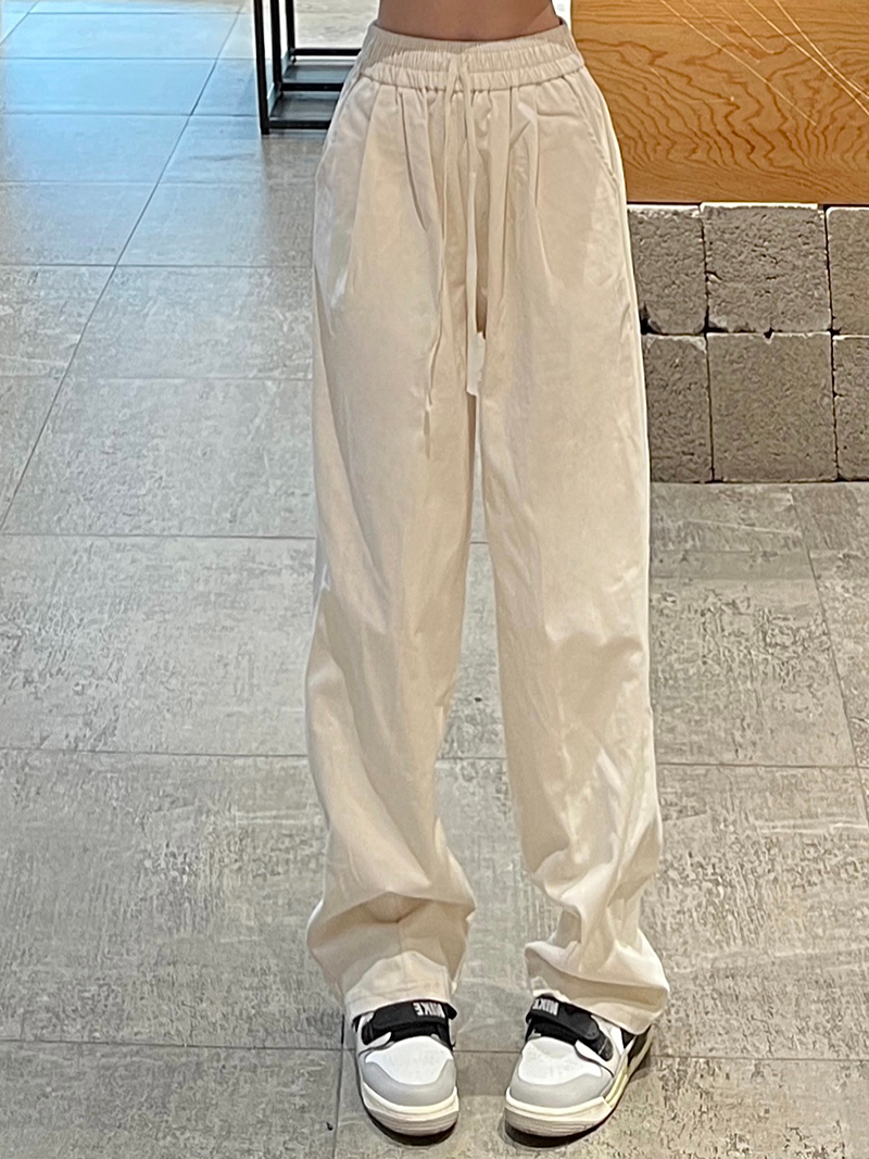 Real shot, cotton washing, spring retro wide-leg pants, high-waist loose work casual pants