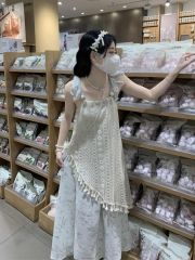 法式氣質黑色收腰顯瘦方領飛飛袖波點連衣裙子長裙女夏季2025新款