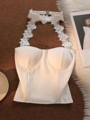 原版面料 法式蕾絲掛脖吊帶背