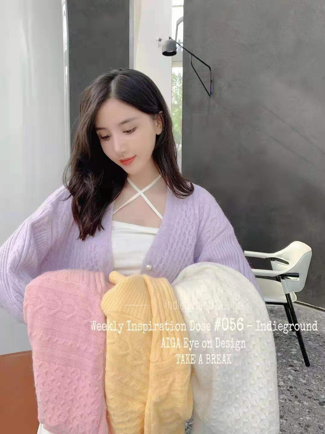 Photographed 2025 Autumn/Winter Knit Cardigan Sweatshirt Style Korean Version Top Coat Loose Slouchy Style