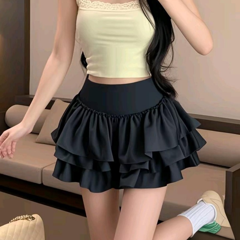 Real shot!  !  Puffy skirt ballet style cake skirt high waist slim anti-exposure skirt