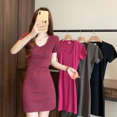 實拍  40支純棉210克92棉/8氨綸連衣裙女包臀裙子