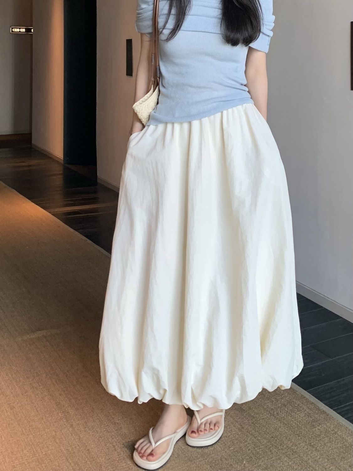 Women's Summer 2025 New High-Waist A-Line Skirt Semi-Skirt Petit Flower Skirt Casual Long Dress