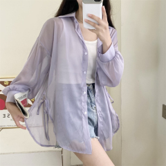 Real photo of 2025 summer sun protection clothes chiffon shirt women's cardigan jacket air conditioning shirt wearing sun protection clothes
