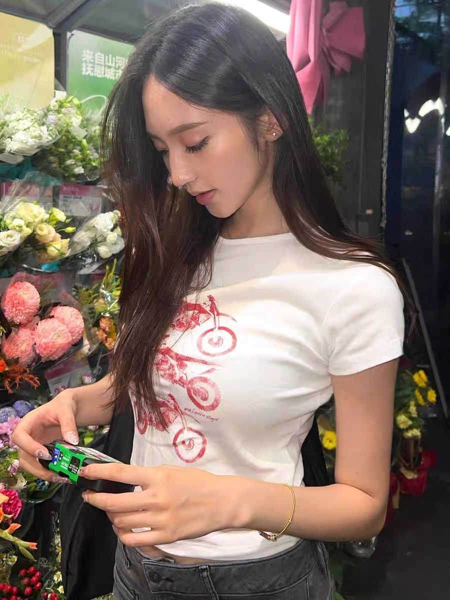 純棉 韓國chic夏季新款韓版修身顯瘦字母印花短袖t恤女百搭上衣潮