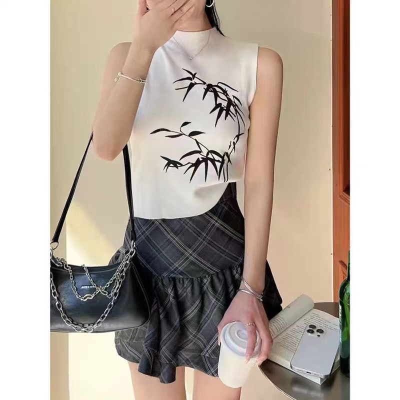 國風針織吊帶背心女夏新款辣妹設計感小眾別致新中式外穿無袖上衣