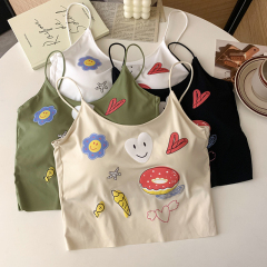 Real shot, suspender vest, pure desire graffiti print with chest pad slim short style inside and outside