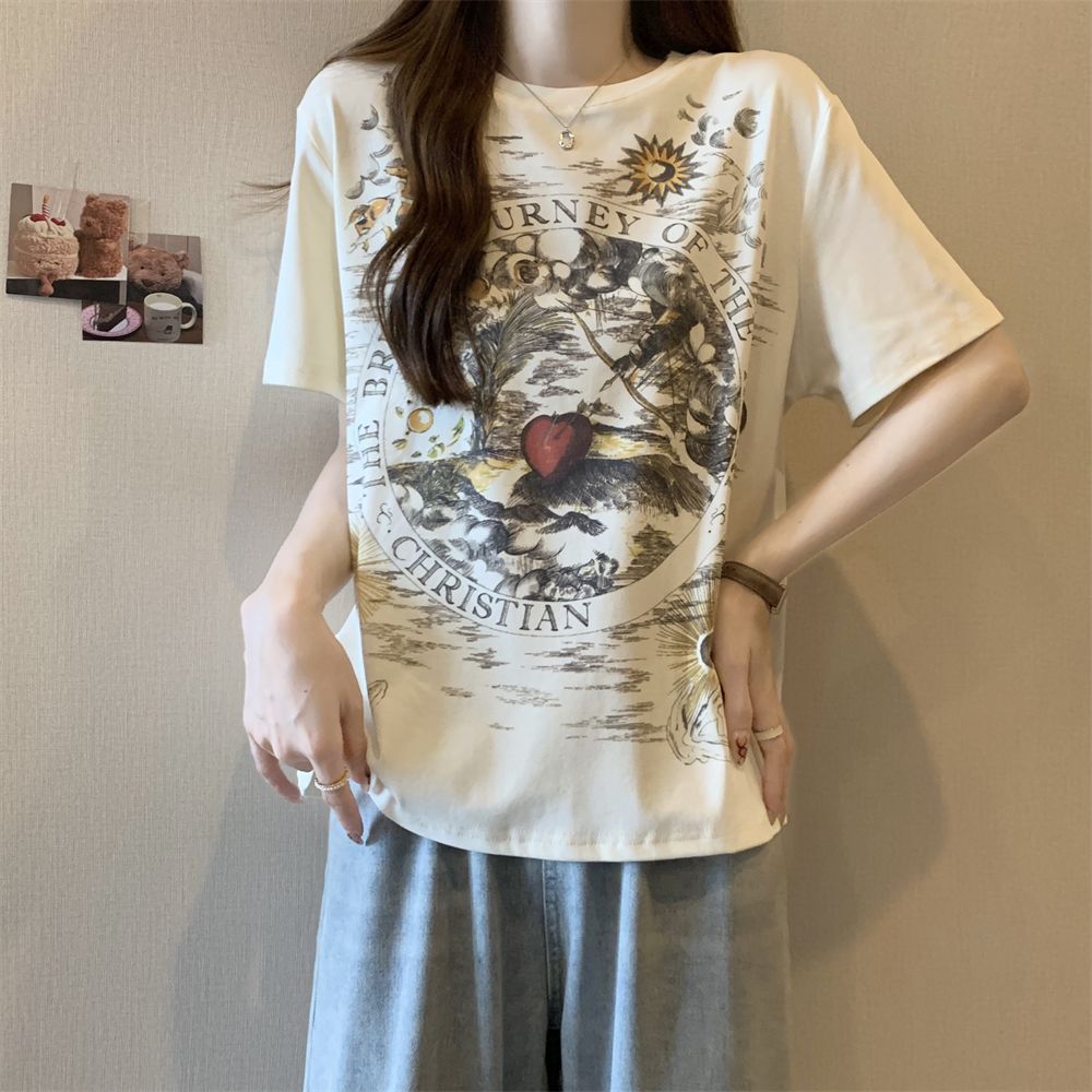 Real photo 21 pure cotton 210g 100% cotton short-sleeved T-shirt for women front and back printing