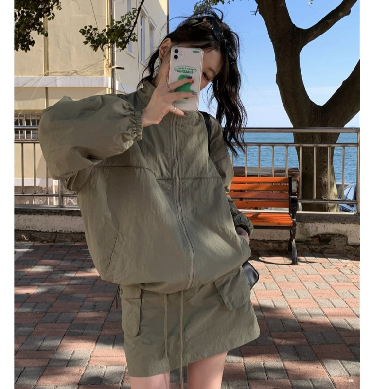 American sportswear jacket jacket spring and summer short skirt work wear street blowing trendy two-piece set women