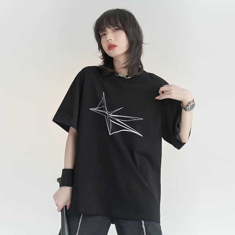 Printed short-sleeved T-shirt for women's summer 2025 new loose T-shirt half-sleeved top
