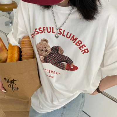 Short-sleeved T-shirt for women loose Korean version ins trendy 2025 spring and summer new mid-length half-sleeved top ins trendy