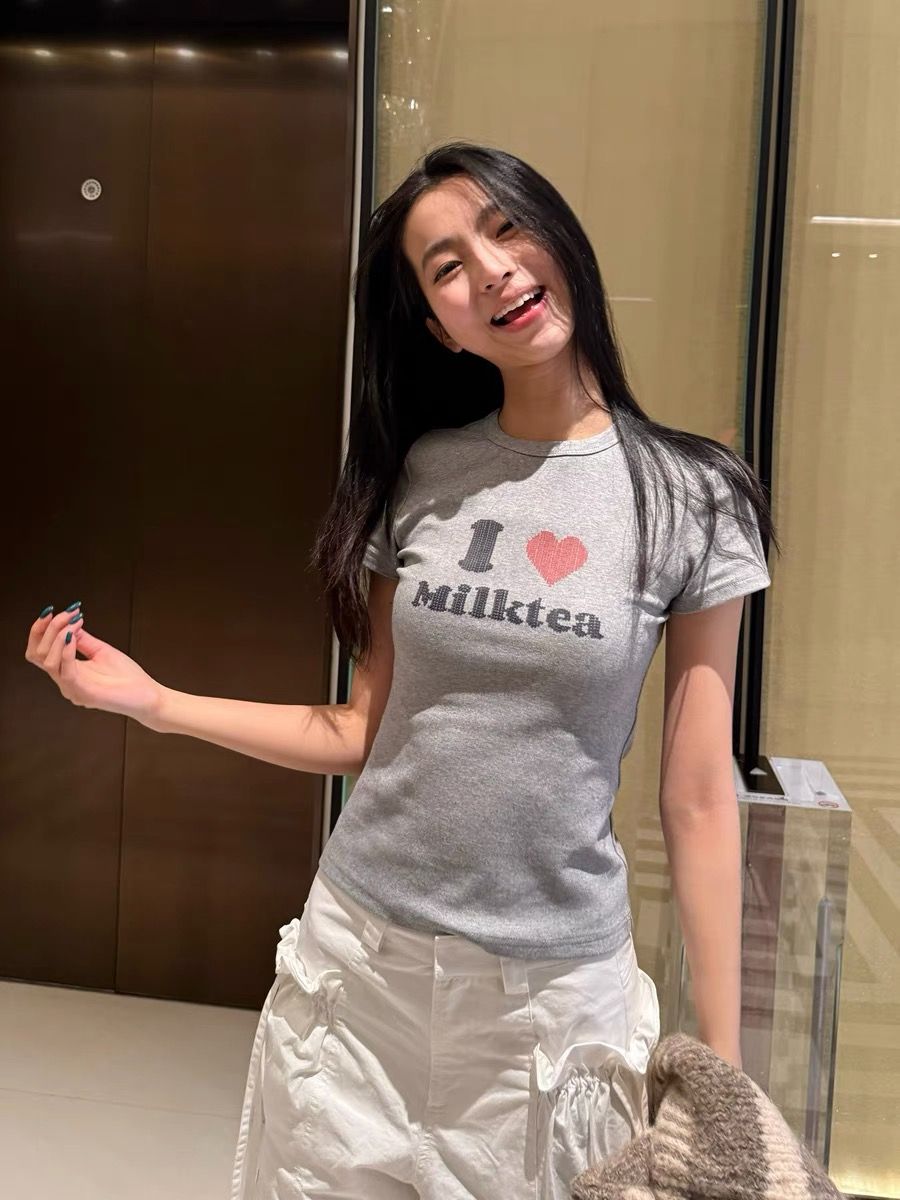 純棉 韓國chic夏季新款韓版修身顯瘦字母印花短袖t恤女百搭上衣潮
