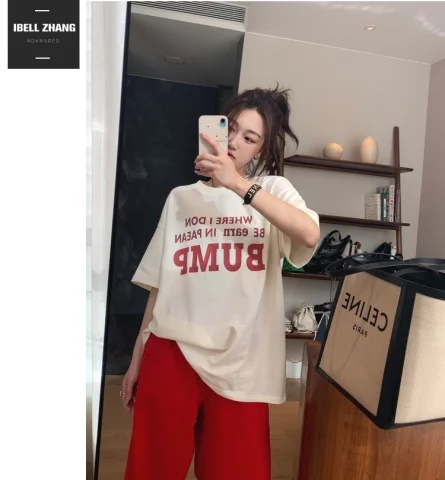 Short-sleeved T-shirt for women loose Korean version ins trend 2025 spring and summer new half-sleeved top ins trend