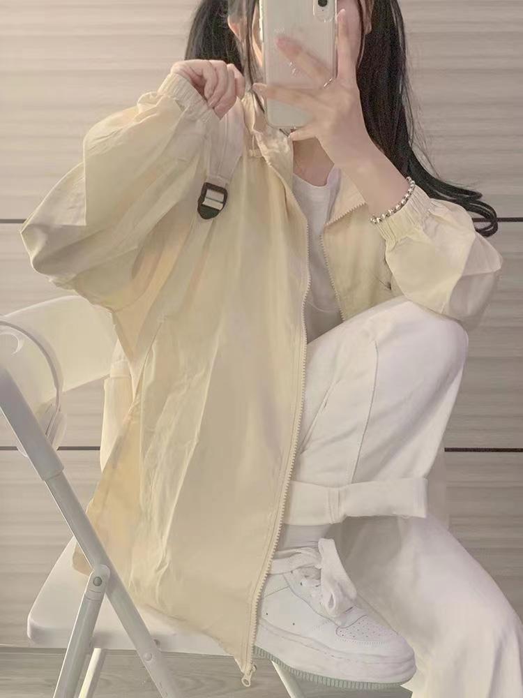 Sunscreen clothes for women's summer thin coat 2025 new spring and autumn niche yellow long-sleeved hooded sunscreen cardigan