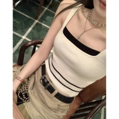 WANANTONG 太好穿 清爽天絲羊毛假兩件彈彈針織背心女春內搭上衣