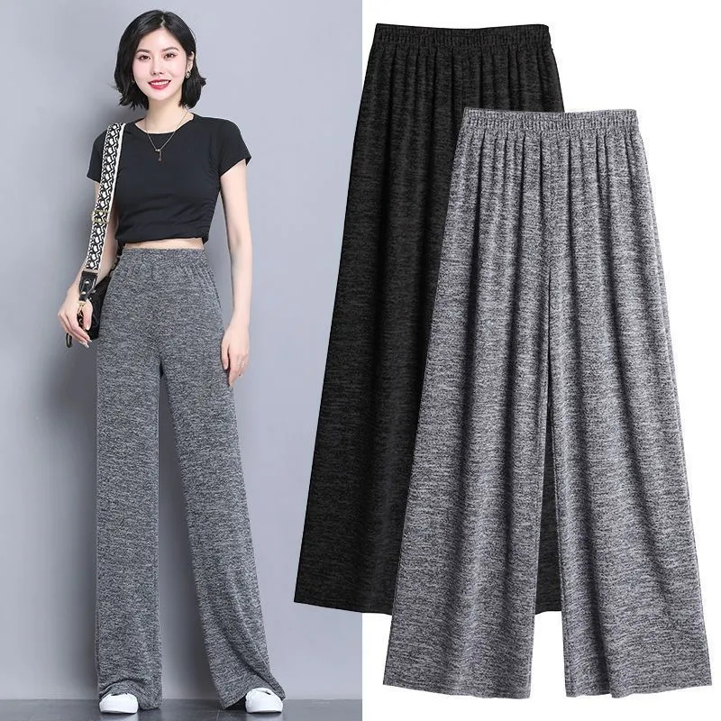wide-leg pants for summer thin women's clothing new style 2025 pants for women loose and versatile large size fat mm women