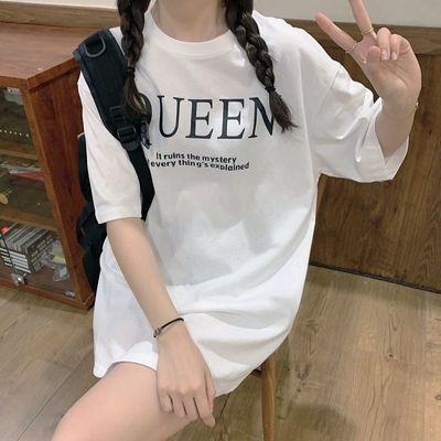 Short-sleeved T-shirt for women loose Korean version ins trendy 2025 spring and summer new mid-length half-sleeved top ins trendy