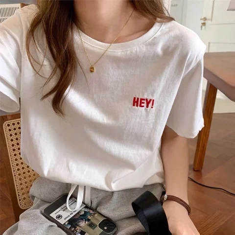 Short-sleeved T-shirt for women loose Korean version ins trendy 2025 spring and summer new mid-length half-sleeved top ins trendy