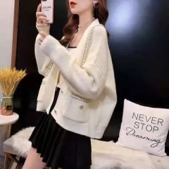 Yang Mi Celebrity Style Women's 2025 Early Autumn New Arrival French Retro High-End Versatile Fashion Knit Open-Front Trendy Jacket