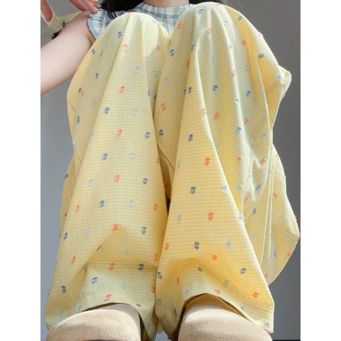 Polka dot wide-leg pants for women in summer thin 2025 new loose casual high waist drooping ice silk Yamamoto pants